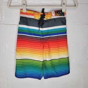 Hang Ten Boy's Small Swim Trunks Board Shorts Rainbow